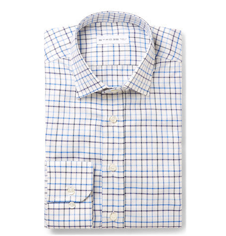 slim fit checked cotton jacquard shirt