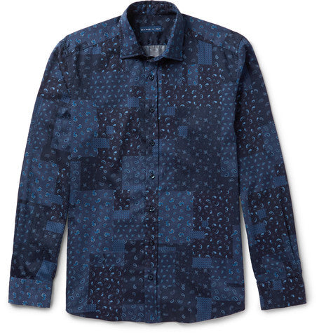 slim fit paisley print washed cotton shirt