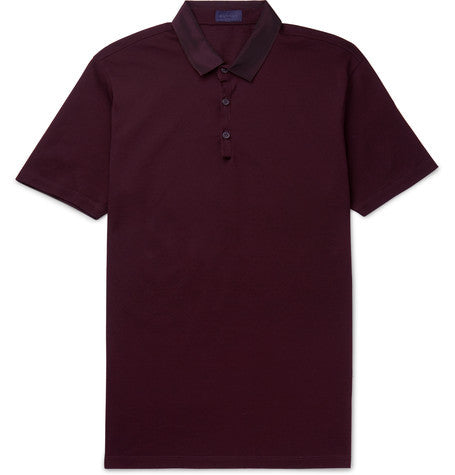 grosgrain trimmed cotton pique polo shirt