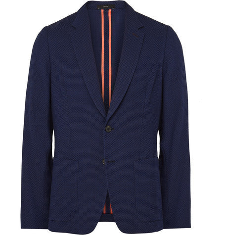 blue soho slim fit knitted wool blazer