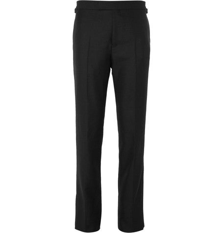black harry slim fit wool and mohair blend tuxedo trousers
