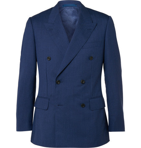 blue harry slim fit double breasted wool suit jacket