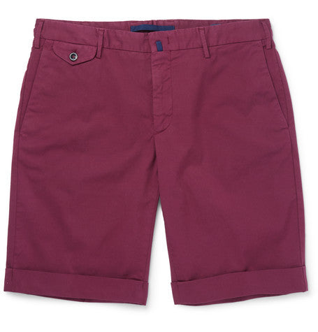 slim fit stretch cotton twill shorts