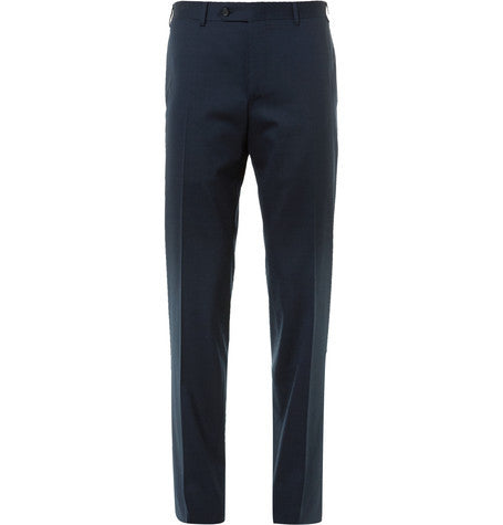 navy valencia slim fit stretch wool travel suit trousers