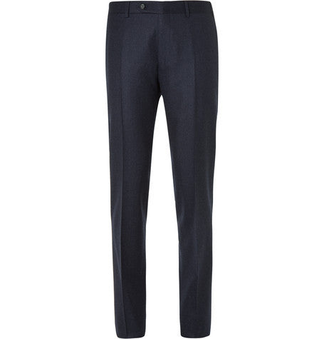 navy firenze slim fit super 120s wool trousers