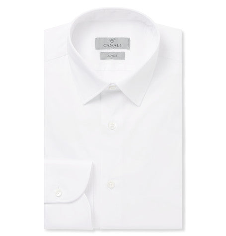 white stretch cotton blend shirt