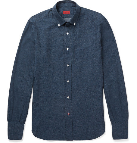 slim fit herringbone cotton shirt