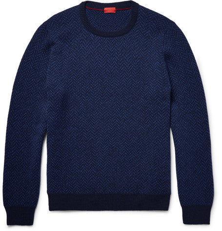 elbow patch herringbone wool sweater