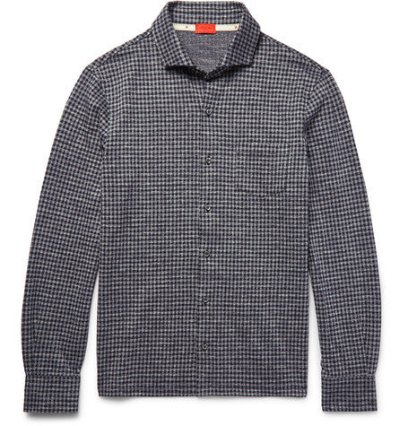 slim fit gingham cotton flannel shirt