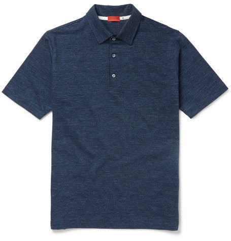 slim fit herringbone cotton polo shirt