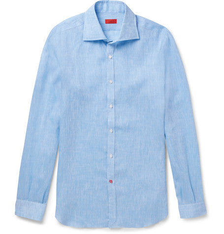 slim fit slub linen shirt