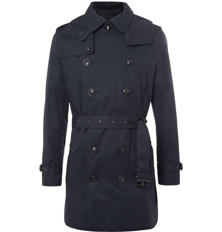brit delsworth cotton gabardine hooded trench coat