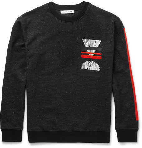 printed loopback cotton blend jersey sweatshirt