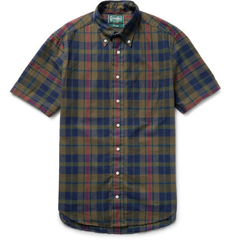 slim fit madras checked cotton shirt