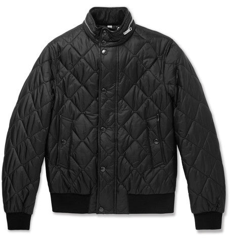 london leather trimmed quilted shell bomber jacket