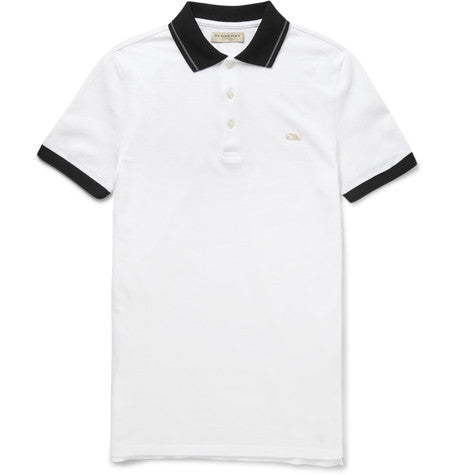 london slim fit two tone cotton pique polo shirt