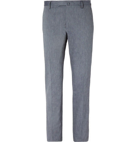 grey slim fit stretch cotton trousers