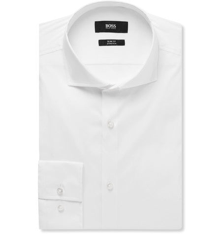 white jason slim fit cutaway collar cotton blend shirt