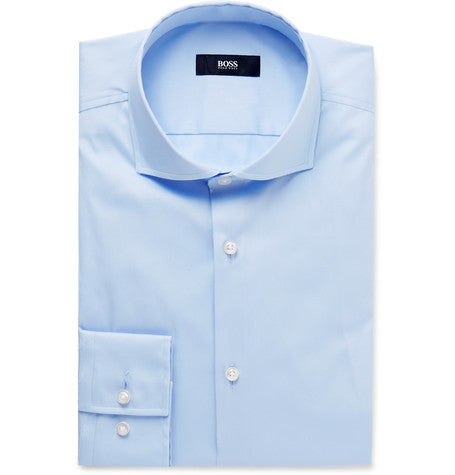 blue jason slim fit cutaway collar cotton blend shirt