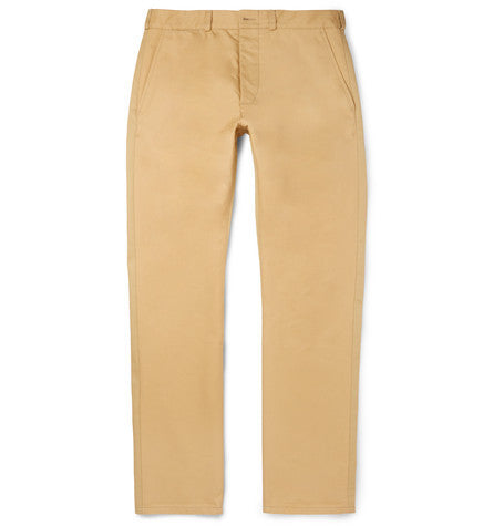 slim fit two tone cotton twill chinos