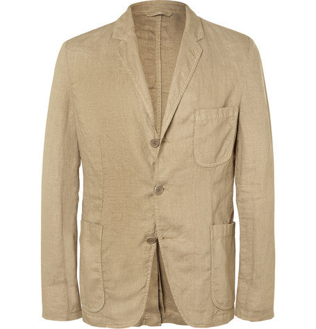 sand slim fit unstructured linen blazer