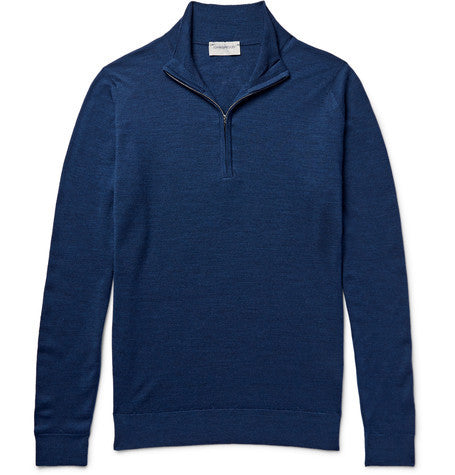 hugh merino wool half zip sweater