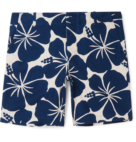 hawaiian print cotton shorts