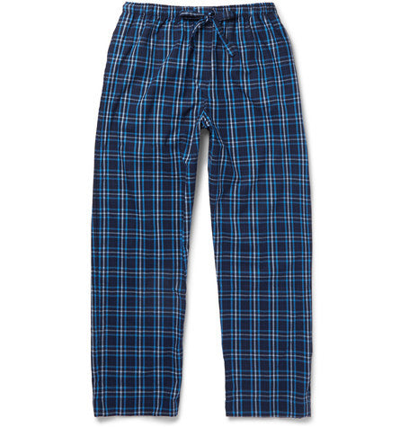 checked cotton flannel pyjama trousers