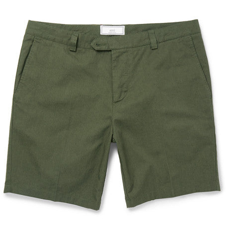 slim fit cotton gabardine shorts