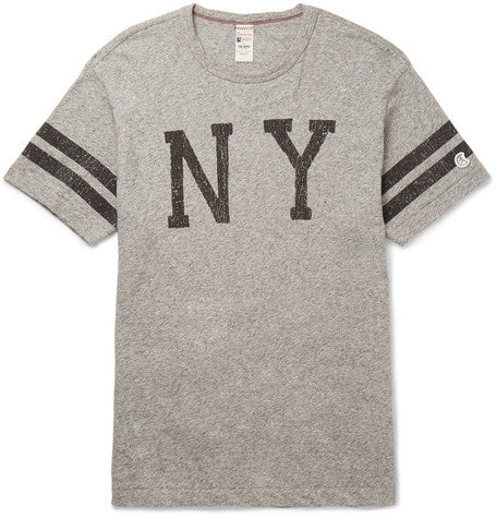 slim fit printed melange cotton jersey t shirt