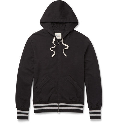 slim fit loopback cotton jersey zip up hoodie