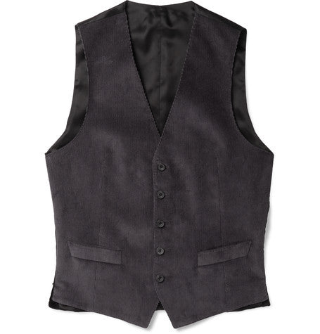grey cotton corduroy waistcoat
