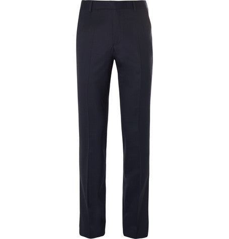 navy slim fit wool blend suit trousers