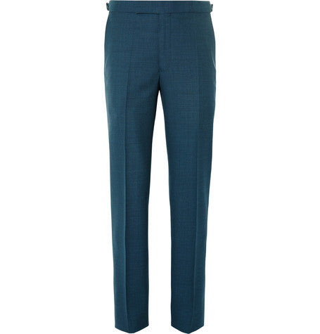 petrol wool suit trousers