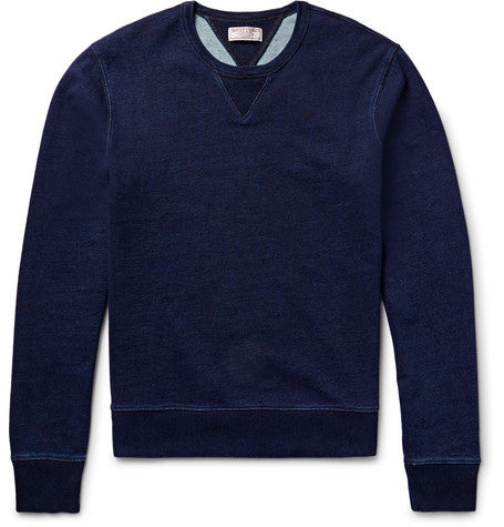 wallace   barnes indigo dyed loopback cotton jersey sweatshirt