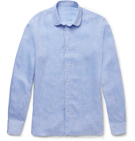 penny collar slubbed linen shirt