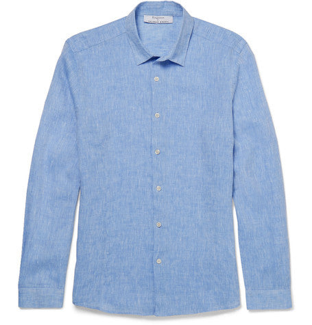 orlebar brown morton slim fit linen shirt