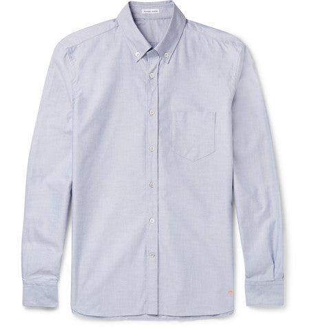 slim fit button down collar cotton oxford shirt