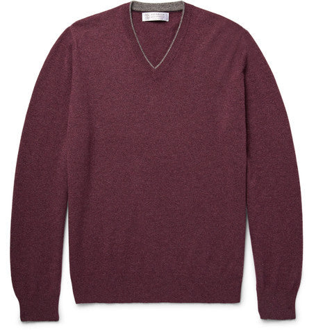 contrast tipped cashmere sweater