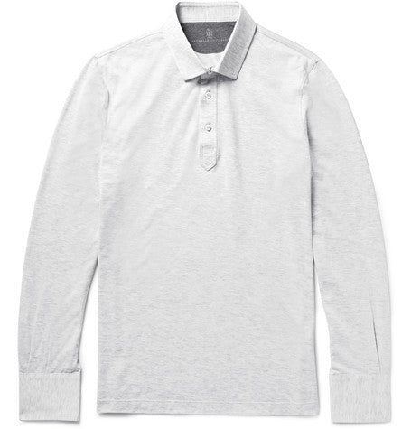 melange cotton jersey polo shirt