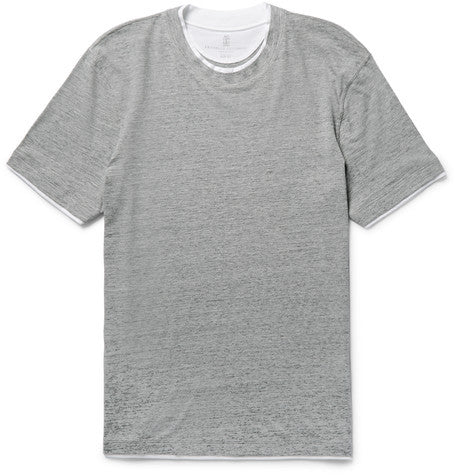 slim fit layered trim cotton jersey t shirt