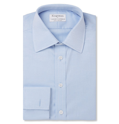 turnbull   asser blue double cuff cotton twill shirt