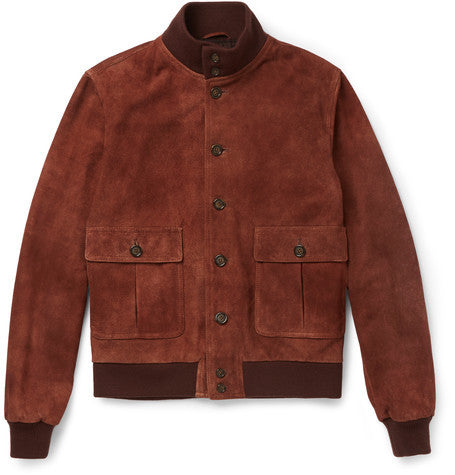 valstarino slim fit washed suede bomber jacket