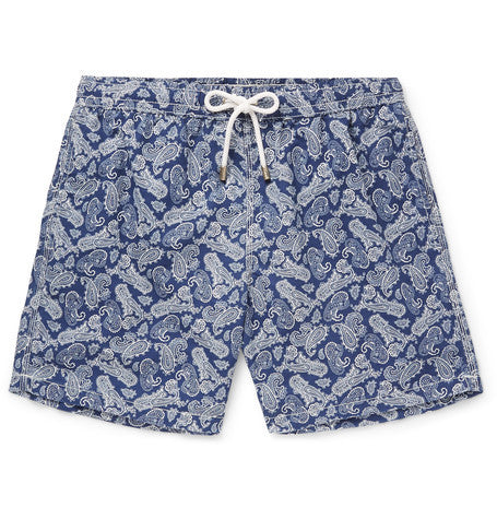 mid length paisley print swim shorts