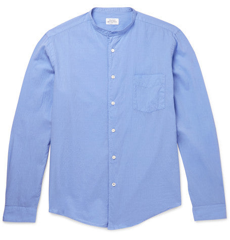 slim fit grandad collar cotton shirt