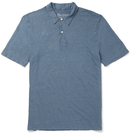 slim fit linen polo shirt