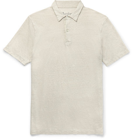 slim fit knitted linen polo shirt