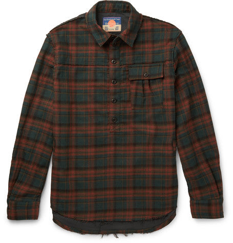 slim fit checked cotton flannel shirt