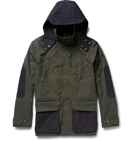 hooded two tone cotton canvas jacket