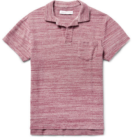 slim fit melange cotton terry polo shirt